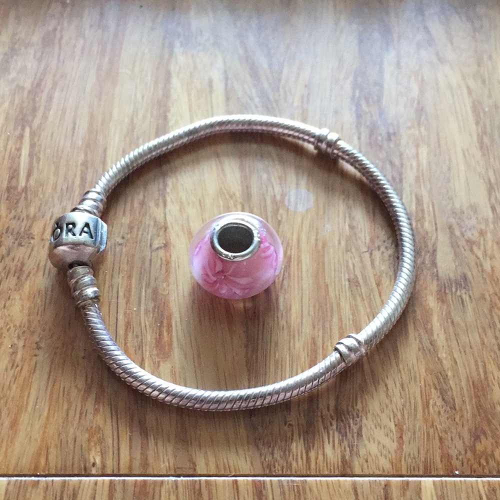 Authentic Pink Flower Charm for Pandora Bracelet